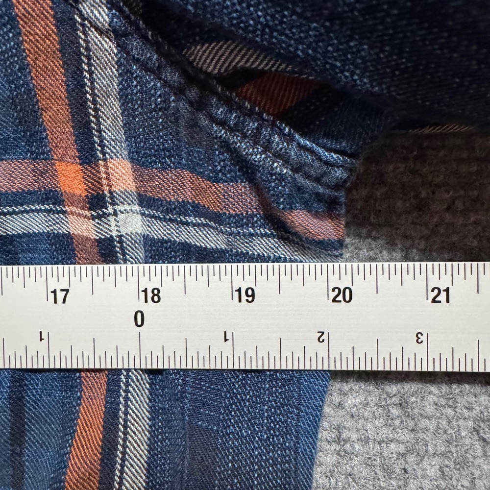 GAP Western Shirt Mens Small Denim Pearl Snap Slim Fit Plaid Dark Wash - Picture 5 of 8